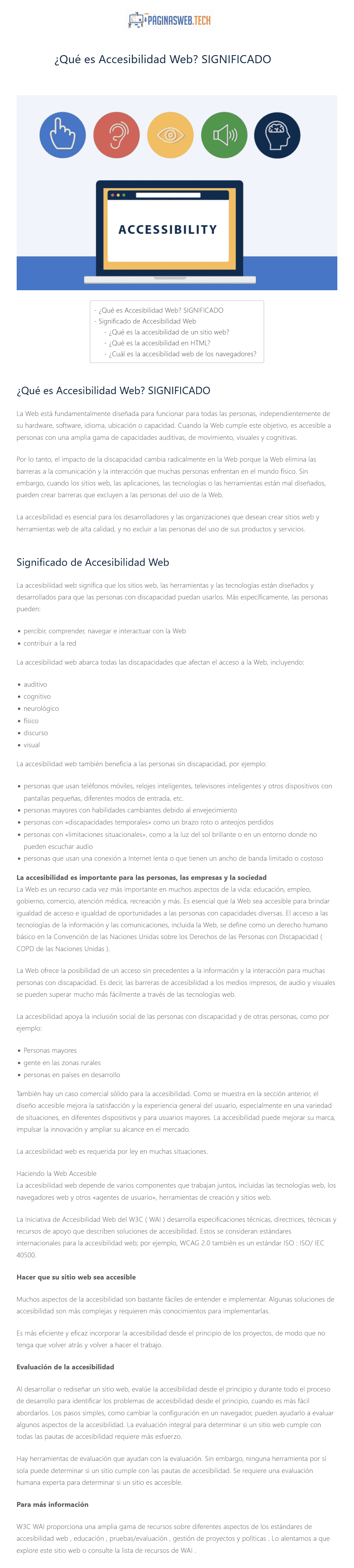Que es : Accesibilidad Web : SIGNIFICADO